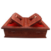 Wooden Hand Carved Holy Books Stand Box with  Angoori Design
